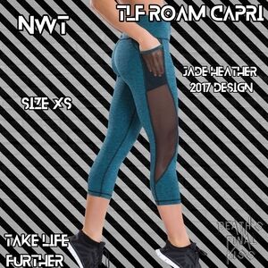 TLF Roam Capri Jade Heather HTF Sexy Take Life Further Leggings Peekabo Mesh XS
